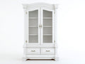 Vitrina de madera 110 x 48 x 195 cm - blanco - diseño clásico con dos puertas de cristal y dos cajones