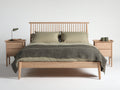 Cama doble de madera 210 x 170 x 110 cm - marrón natural - cabecero de barrotes y diseño nórdico
