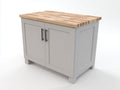 Aparador de madera 100 x 45 x 85 cm - Gris claro madera natural y negro - 2 puertas y encimera de madera
