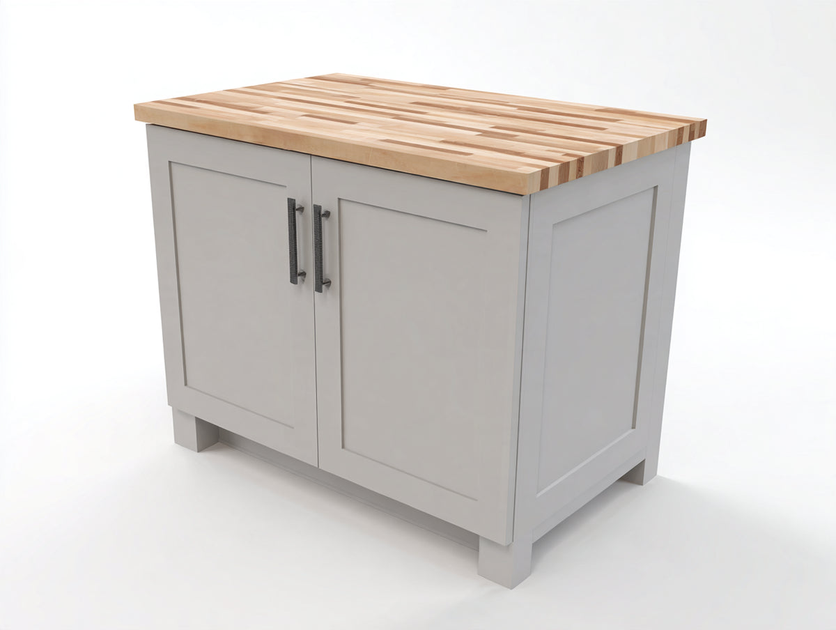 Aparador de madera 100 x 45 x 85 cm - Gris claro madera natural y negro - 2 puertas y encimera de madera
