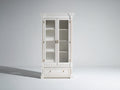 Vitrina de madera 95 x 45 x 195 cm - blanco y transparente - 2 puertas acristaladas y 1 cajón con diseño clásico