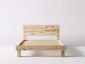 Cama doble de madera 210x170x105 cm - madera natural - cabecero de tablas y somier de láminas - diseño rústico para dormitorio