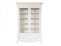 Vitrina de madera 110 x 45 x 200 cm - blanco y transparente - 2 puertas acristaladas y 2 cajones con diseño clásico