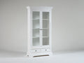 Vitrina de madera y vidrio 95x42x185 cm - blanco - 2 puertas acristaladas y 2 cajones - diseño clásico para salón y comedor