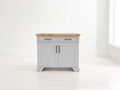 Aparador de madera 90 x 45 x 90 cm - gris y natural - diseño clásico con dos puertas y dos cajones