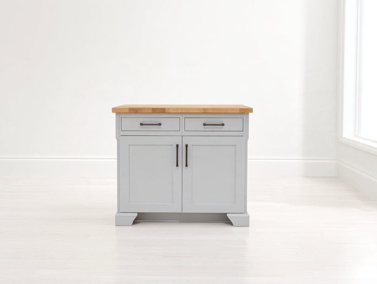 Aparador de madera 90 x 45 x 90 cm - gris y natural - diseño clásico con dos puertas y dos cajones