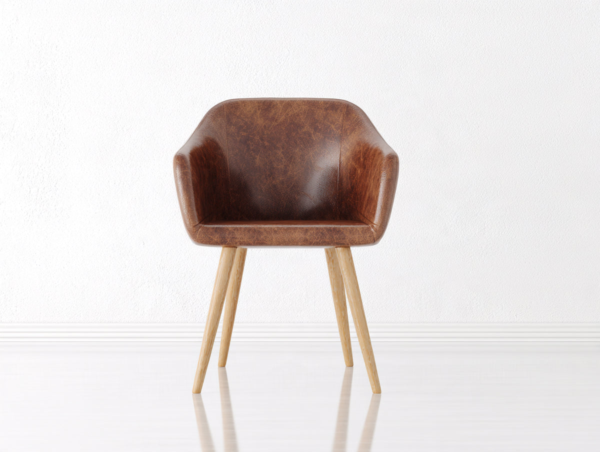 Silla de comedor tapizada 58x60x82 cm - marrón y madera natural - asiento envolvente con reposabrazos - diseño moderno para comedor
