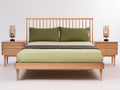 Cama doble de madera 215 x 170 x 120 cm - natural - diseño nórdico con cabecero de barrotes verticales