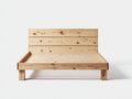Cama doble de madera maciza 215 x 170 x 120 cm - natural - diseño rústico con cabecero de tablones y somier de láminas