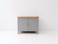 Aparador de madera 100x45x90 cm - gris y marrón - 2 puertas y encimera de madera - diseño moderno para salón comedor y cocina