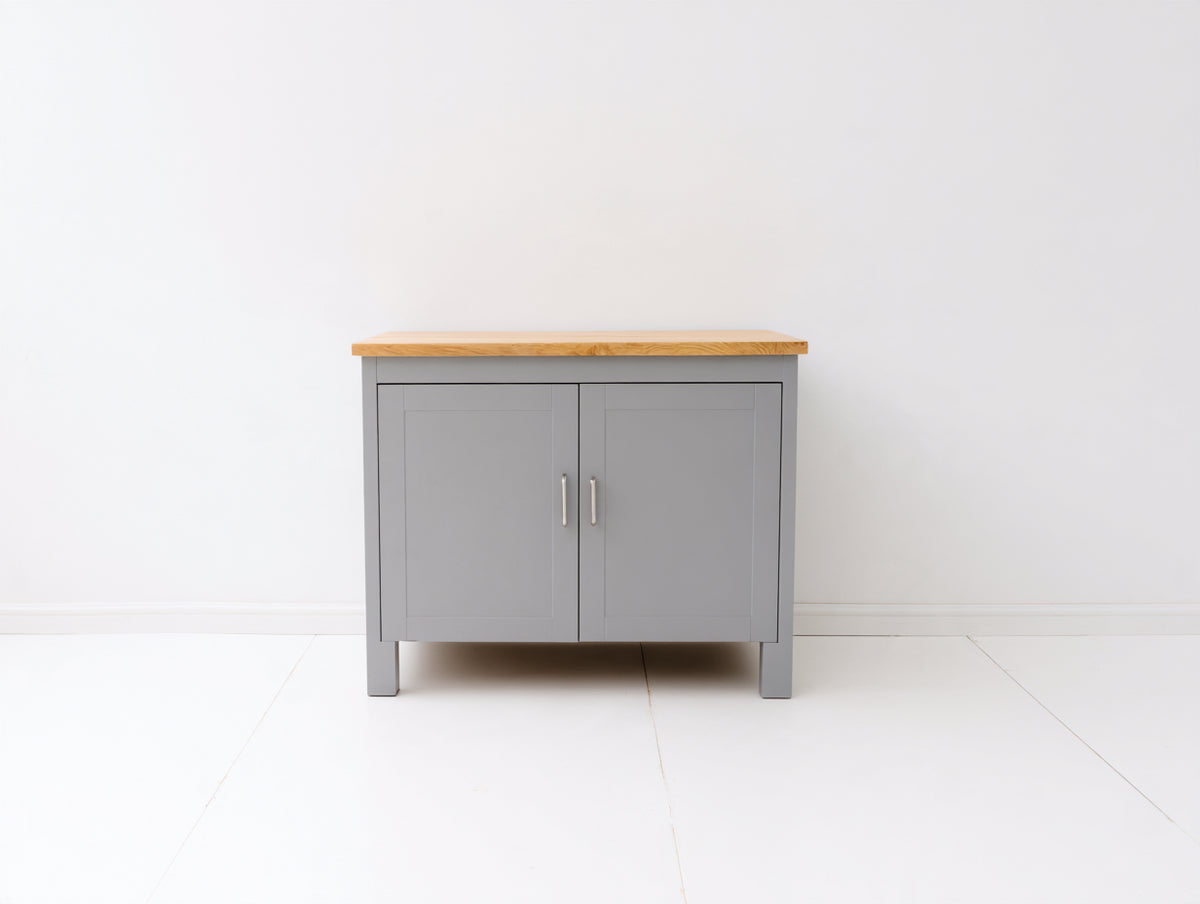 Aparador de madera 100x45x90 cm - gris y marrón - 2 puertas y encimera de madera - diseño moderno para salón comedor y cocina