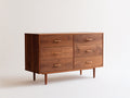 Cómoda de madera 120 x 45 x 85 cm - marrón nogal - diseño moderno con seis cajones y patas elevadas