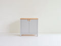 Aparador de madera 90 x 40 x 85 cm - gris claro y marrón natural - 2 puertas con encimera de madera