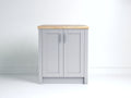 Aparador de madera 80 x 40 x 90 cm - gris claro y natural - diseño moderno con dos puertas y encimera de madera