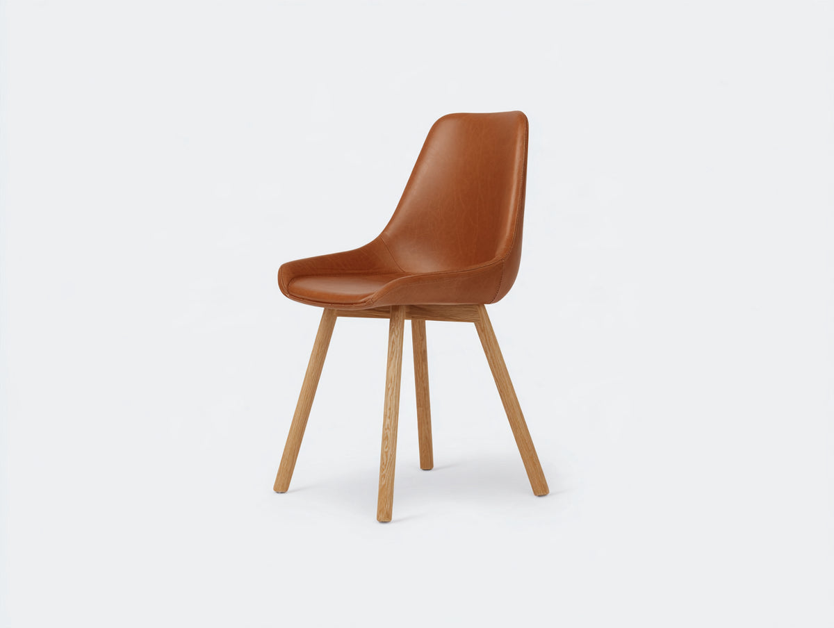 Silla de comedor tapizada 52x58x88 cm - marrón y madera natural - respaldo alto envolvente y asiento acolchado - diseño moderno para comedor