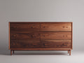 Cómoda de madera 160 x 45 x 90 cm - Marrón oscuro - 6 cajones amplios y diseño elevado