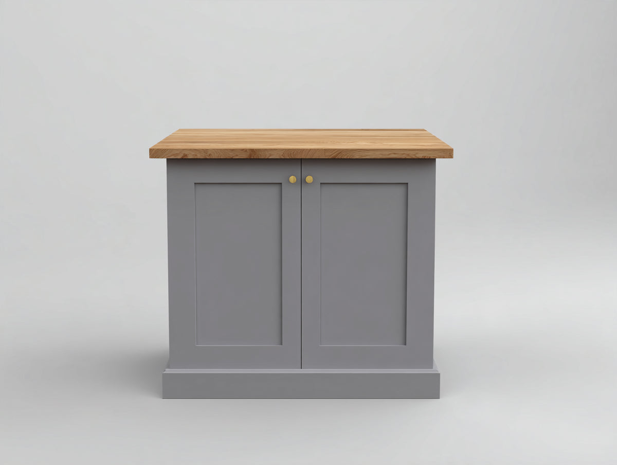 Aparador de madera 100 x 45 x 90 cm - gris marrón natural y dorado - 2 puertas con encimera de madera