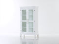 Vitrina de madera y vidrio 90x40x180 cm - blanco - 2 puertas acristaladas y estantes interiores - diseño clásico para salón y comedor