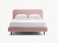 Cama doble tapizada 210 x 170 x 110 cm - rosa y negro - cabecero acolchado y diseño moderno