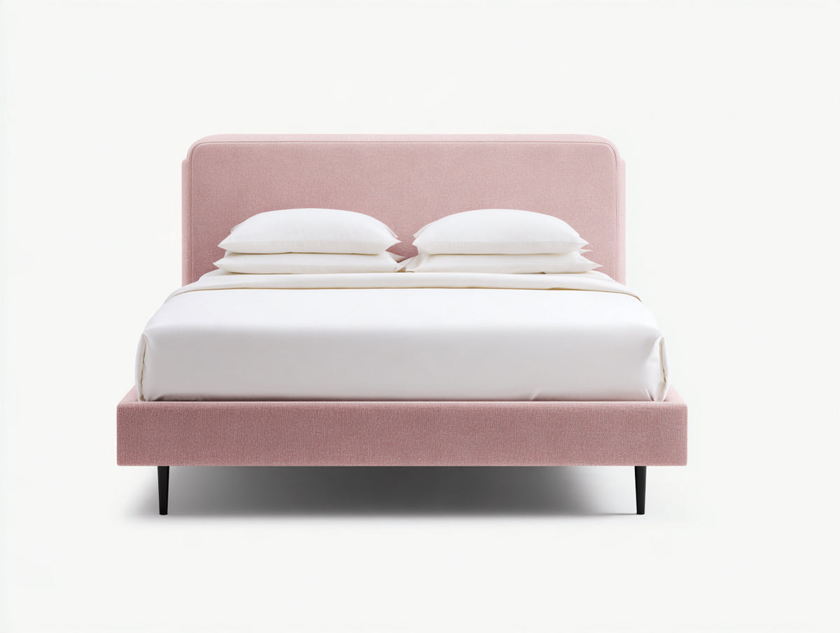 Cama doble tapizada 210 x 170 x 110 cm - rosa y negro - cabecero acolchado y diseño moderno