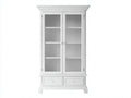 Vitrina de madera y vidrio 100 x 45 x 190 cm - Blanco - 2 puertas acristaladas 2 cajones y estantes interiores