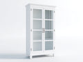 Vitrina de madera 100 x 45 x 190 cm - blanco y transparente - 2 puertas acristaladas y diseño clásico