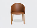 Silla de comedor tapizada 55 x 58 x 82 cm - marrón coñac y marrón natural - respaldo envolvente y patas de madera
