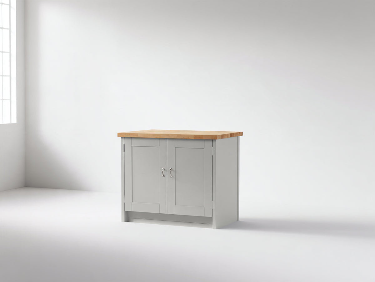 Aparador de madera 105x45x90 cm - gris y marrón - 2 puertas y encimera de madera - diseño clásico para salón comedor y cocina