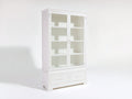 Vitrina de madera y vidrio 105 x 45 x 195 cm - Blanco - 2 puertas acristaladas 2 cajones y estantes interiores