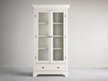 Vitrina de madera y vidrio 95x45x190 cm - Blanco y transparente - 2 puertas acristaladas con cajón inferior