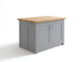 Aparador de madera 105 x 45 x 85 cm - Gris madera natural y plateado - 2 puertas y encimera de madera