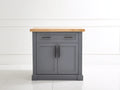 Aparador de madera 90x45x90 cm - Gris antracita madera natural y negro - 2 puertas con 1 cajón y encimera de madera