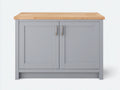 Aparador de madera 100 x 45 x 85 cm - gris claro y natural - diseño moderno con dos puertas y encimera de madera