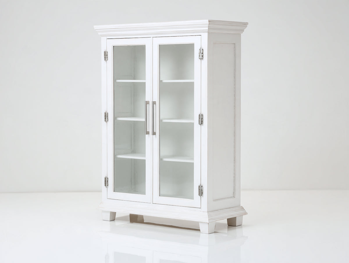 Vitrina de madera 100 x 45 x 180 cm - blanco - diseño clásico con dos puertas de cristal