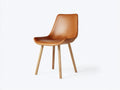 Silla de comedor 48 x 55 x 84 cm - Marrón coñac y madera natural - Asiento tapizado y respaldo ergonómico